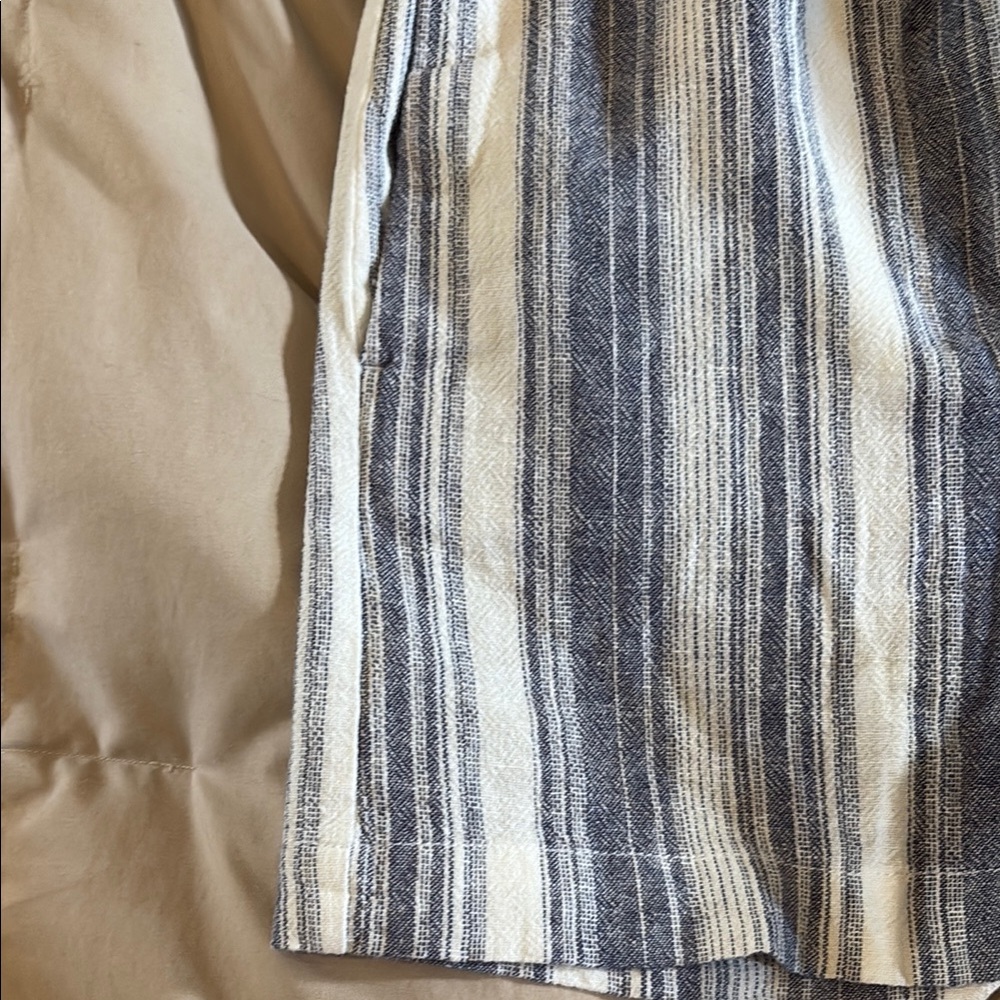 LOFT Blue and White Striped linen Women Shorts - Picture 4 of 6